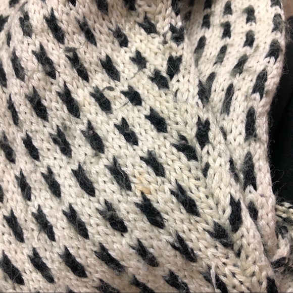 Vintage Sweater Red Sky Chunky Wool Blend Cream Black Pattern Heavy Knit Large - Picture 9 of 11